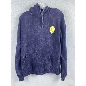Eighty Eight Smiley Hoodie Men's‎ M Purple Stone Wash Long Sleeve Happy Face